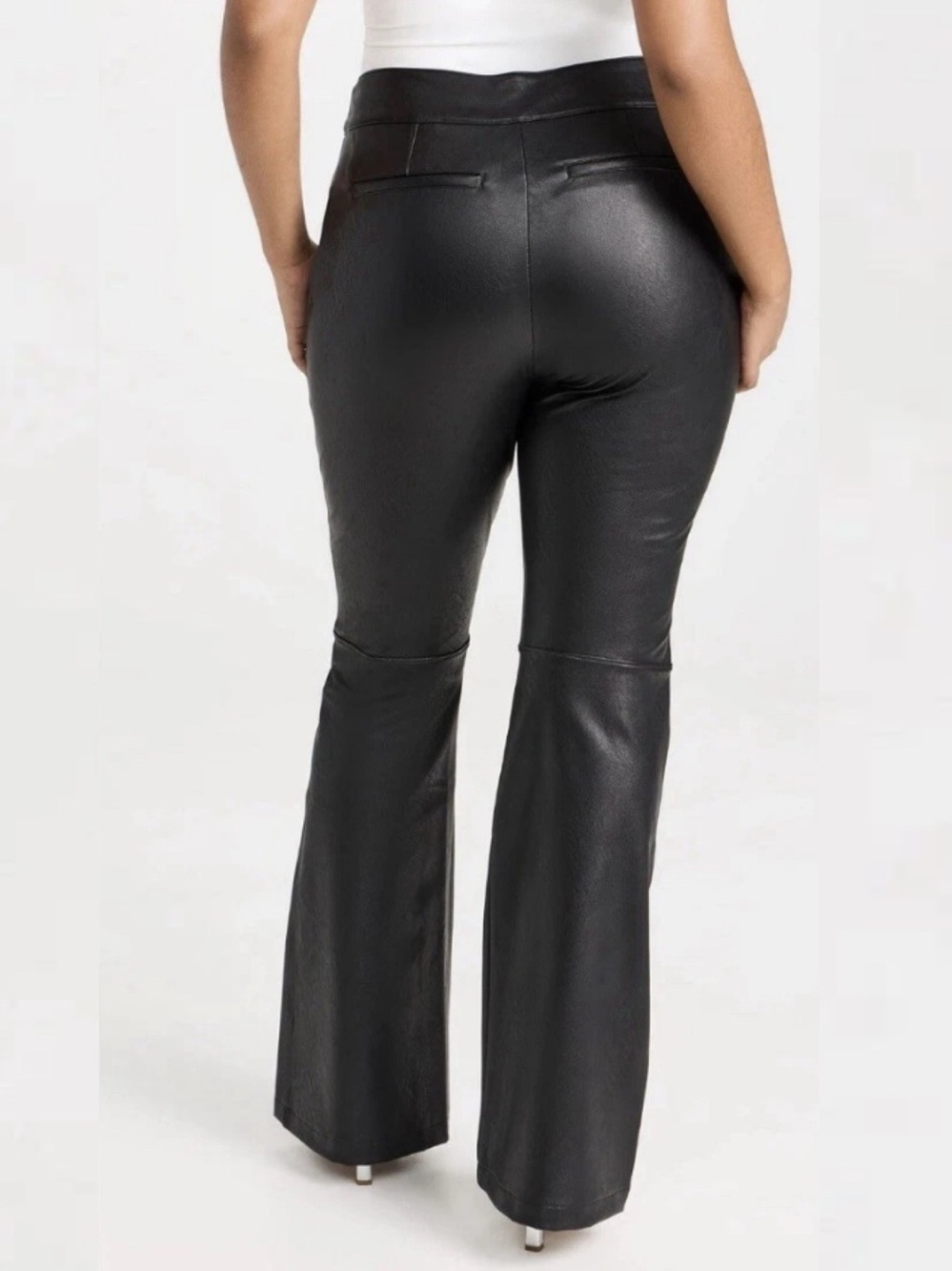 SPANX 20457Q Leather Like Flare Luxe Black Pull On Pants Size 1X Petite NWT - Picture 4 of 16